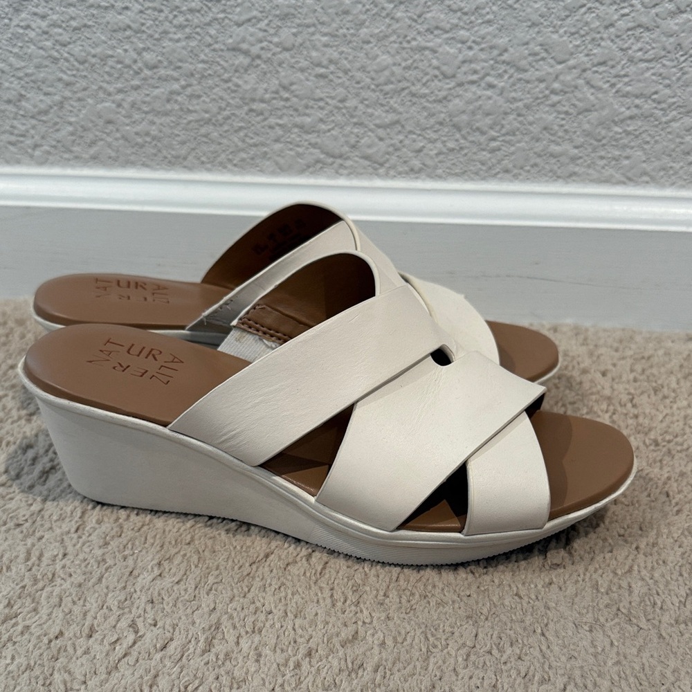 Naturalizer White Wedge Sandals